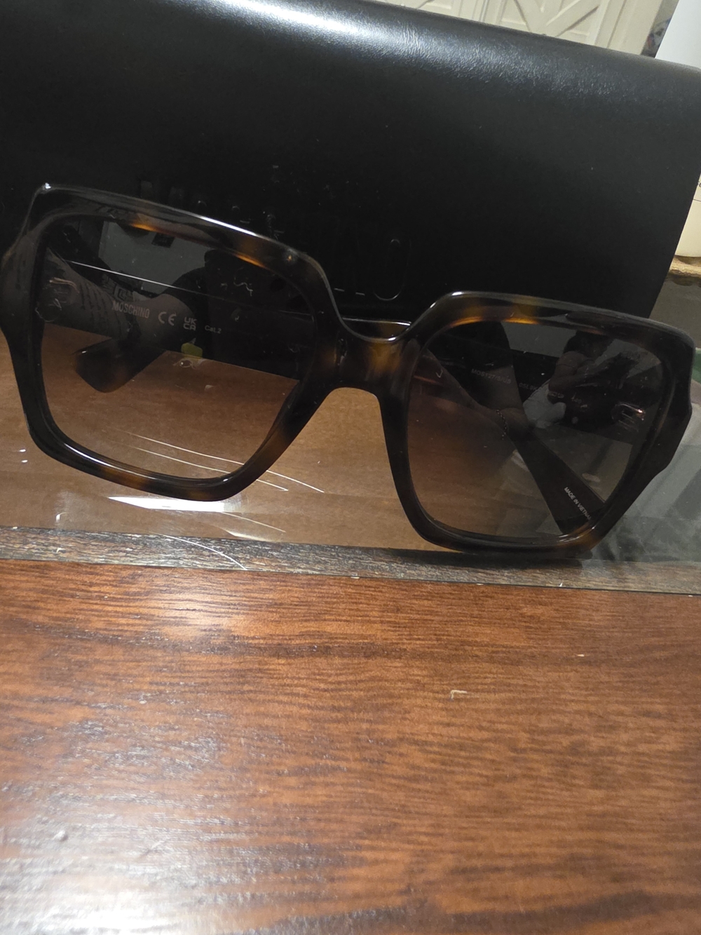 Moschino Tortoiseshell Square Sunglasses